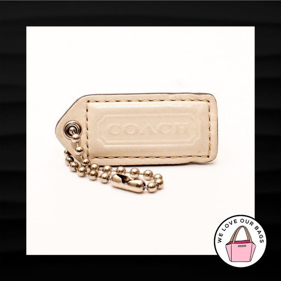 2" Medium COACH IVORY WHITE LEATHER KEY FOB BAG CHARM KEYCHAIN HANGTAG TAG - Picture 1 of 1